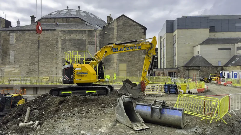 Dunard Centre concert hall construction at St Andrew Square, Edinburgh, August 2026.