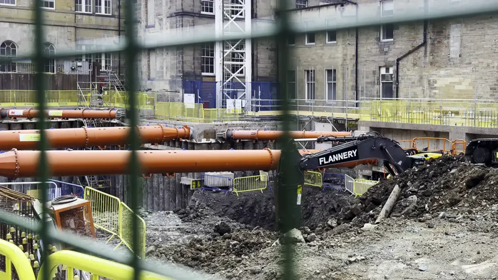 Dunard Centre concert hall construction at St Andrew Square, Edinburgh, August 2026.